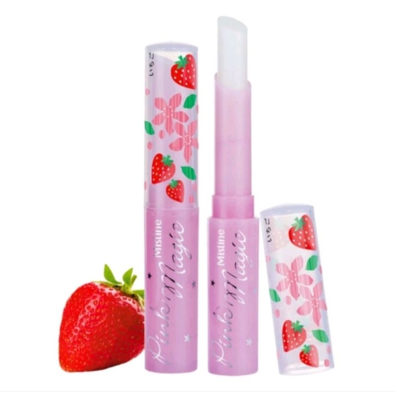 Mistine ลิปมันเปลี่ยนสี ลิปผอม มิสทีน Pink Magic Lip Plus Vitamin E Strawberry