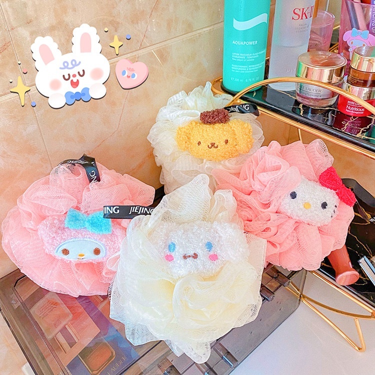 ใยขัดตัว ติดตุ๊กตาSanrio ใยขัดตัวรูปการ์ตูน ใยทำความสะอาดผิว แบบชิ้น ส่งของทุกวัน
