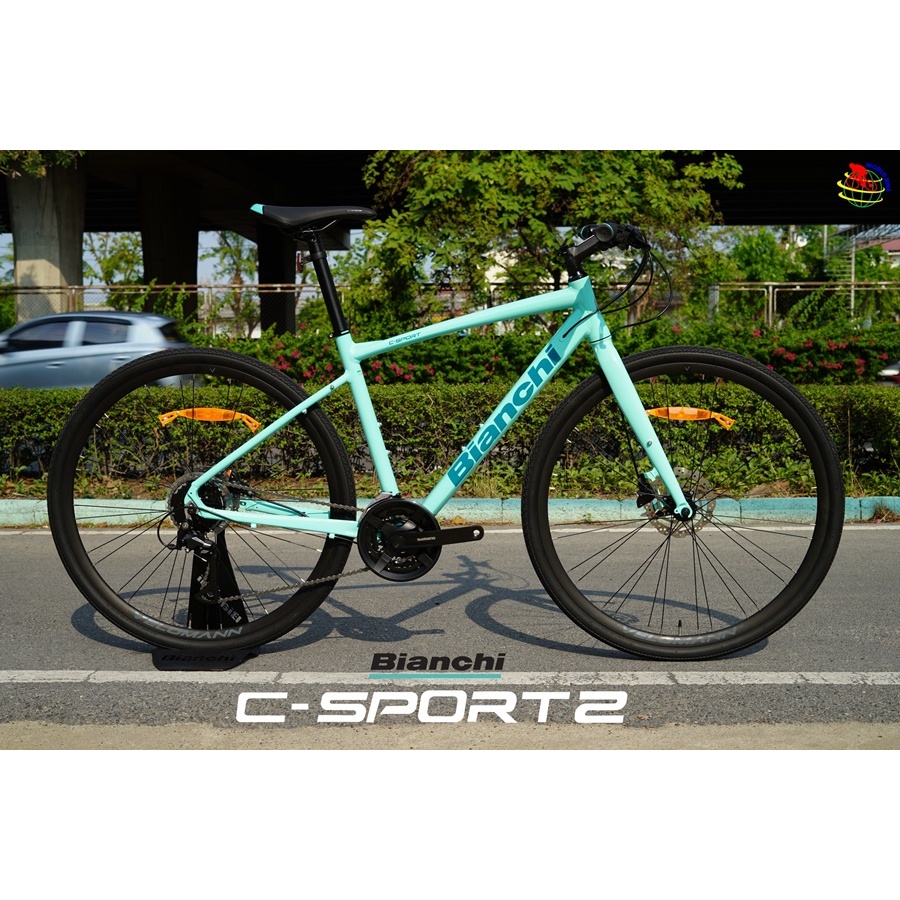 จักรยานไฮบริด Bianchi C-Sport 2 Acera Mens Hybrid Bike - Celeste 2021-2022