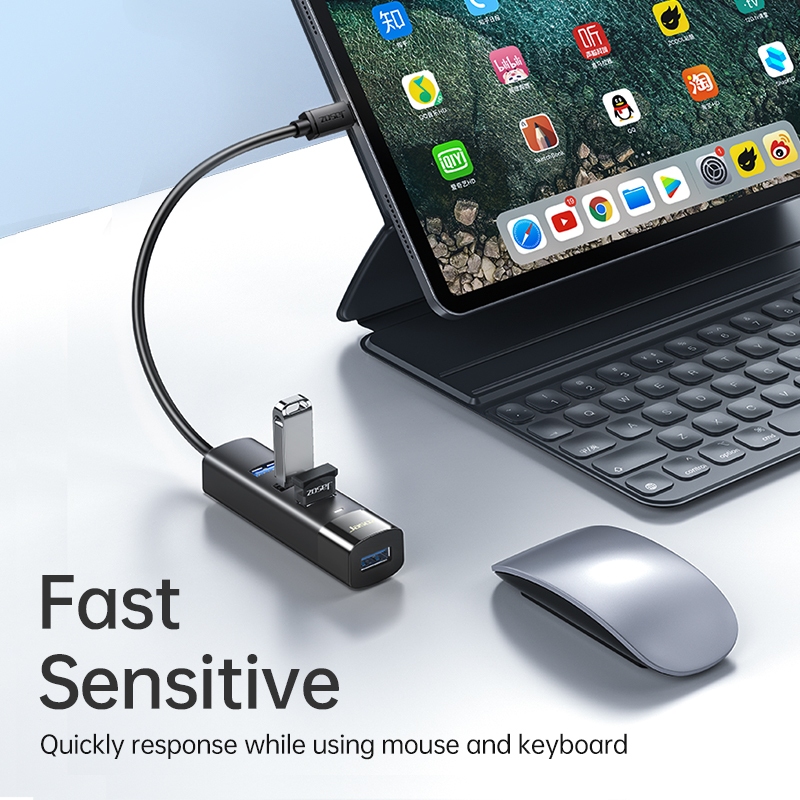 Seamwi USB HUB 4 พอร์ตฮับ USB 3.0 ฮับ USB สำหรับพีซี แล็ปท็อป อุปกรณ์เสริมคอมพิวเตอร์ Type-C Adapter