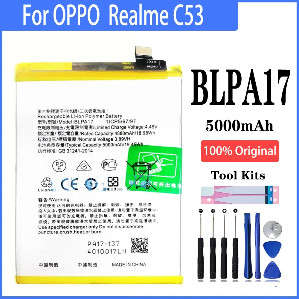 แบตเตอรี่ แท้ สำหรับ BLPA17 / Oppo Realme C53 / blpa17 อริจินอล สินค้าแท้ ความจุแบตเตอรี่ 5000mAh สิ