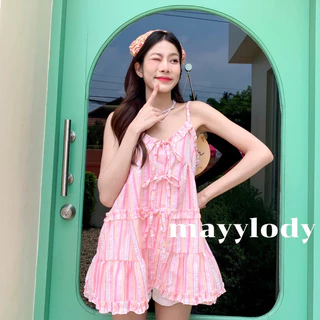 ❤️mayylody❤️ มินิเดรส สายเดี่ยว สีหวานพาสเทล สไตล์เกาหลี ใส่เป็นเลเยอร์ตัวนอกน่ารักสุดๆ ผ้านุ่มฟู (เสื้อโคเรีย)