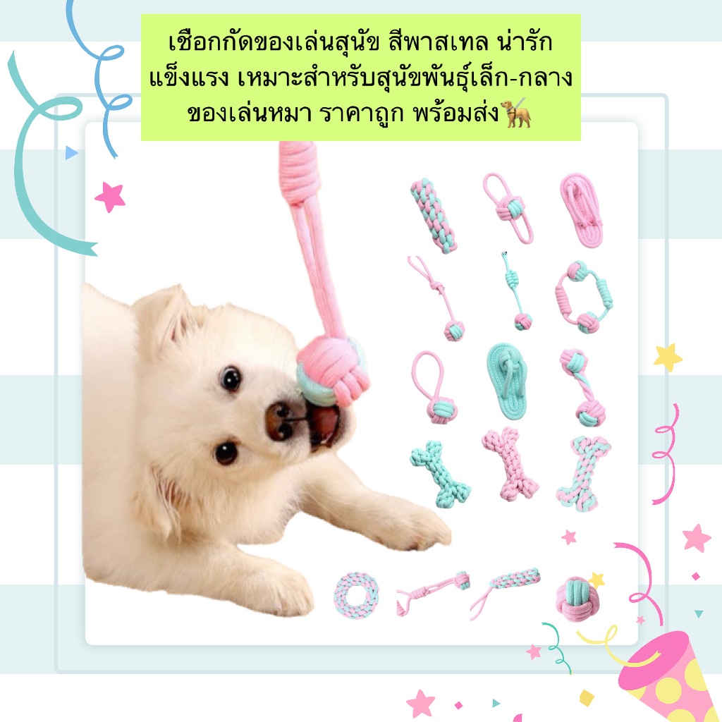 PP-1162 เชือกกัดของเล่นสุนัข ของเล่นน่ารัก แข็งแรง สำหรับสุนัขพันธุ์เล็ก-กลาง ช่วยเสริมพัฒนาการและดูแลสุขภาพช่องปาก