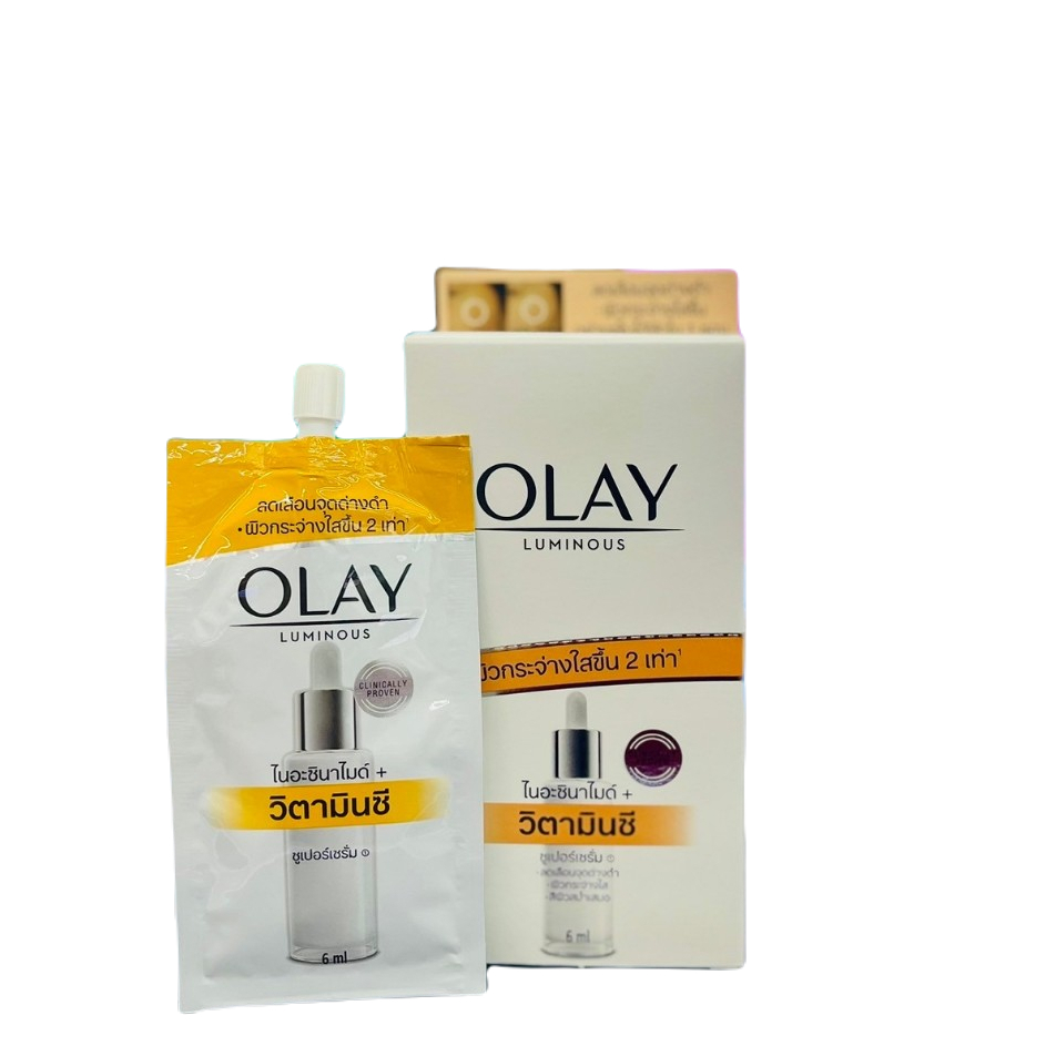 ( 6 ซอง) olay โอเลย์ ลูมินัส ไนอะซินาไมด์+ วิตามินซี ซูเปอร์เซรั่ม ขนาด 6 มล