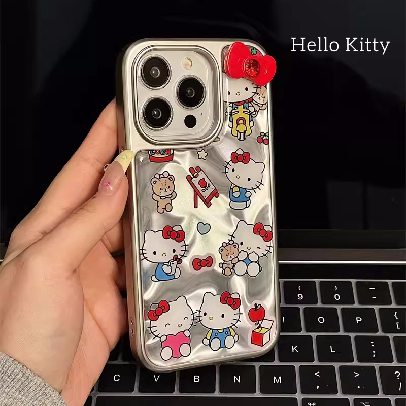 จัดส่ง24ชม iPhone 15 14 13 12 11 Pro max case for เคสไอโฟน15 บางเบาพกพาง่าย แฟชั่น การ์ตูน Hello Kitty การชุบ case