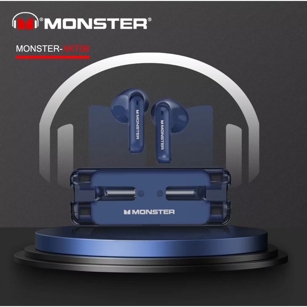 MonsterTWS XKT08 หูฟังบลูทูธไร้สาย BT5.3 Noise Cancelling  หน้าตาสุดคลาสสิค พกพาสะดวกต่อการใช้งาน สินค้ามีการรับประกัน