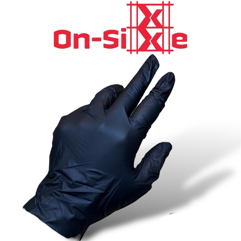 on-siXe ถุงมือยางไนไตรล์สีดำด้าน (แพ็คถุง 100ชิ้น)