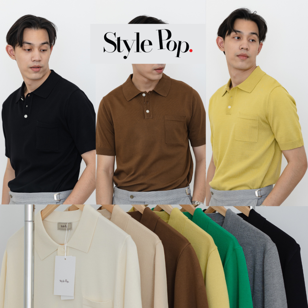 StylePop Brand เสื้อโปโลผู้ชาย รุ่น Soul Signature ทรงเกาหลี แขนจั๊ม Premium Polo Shirts [STP3678]