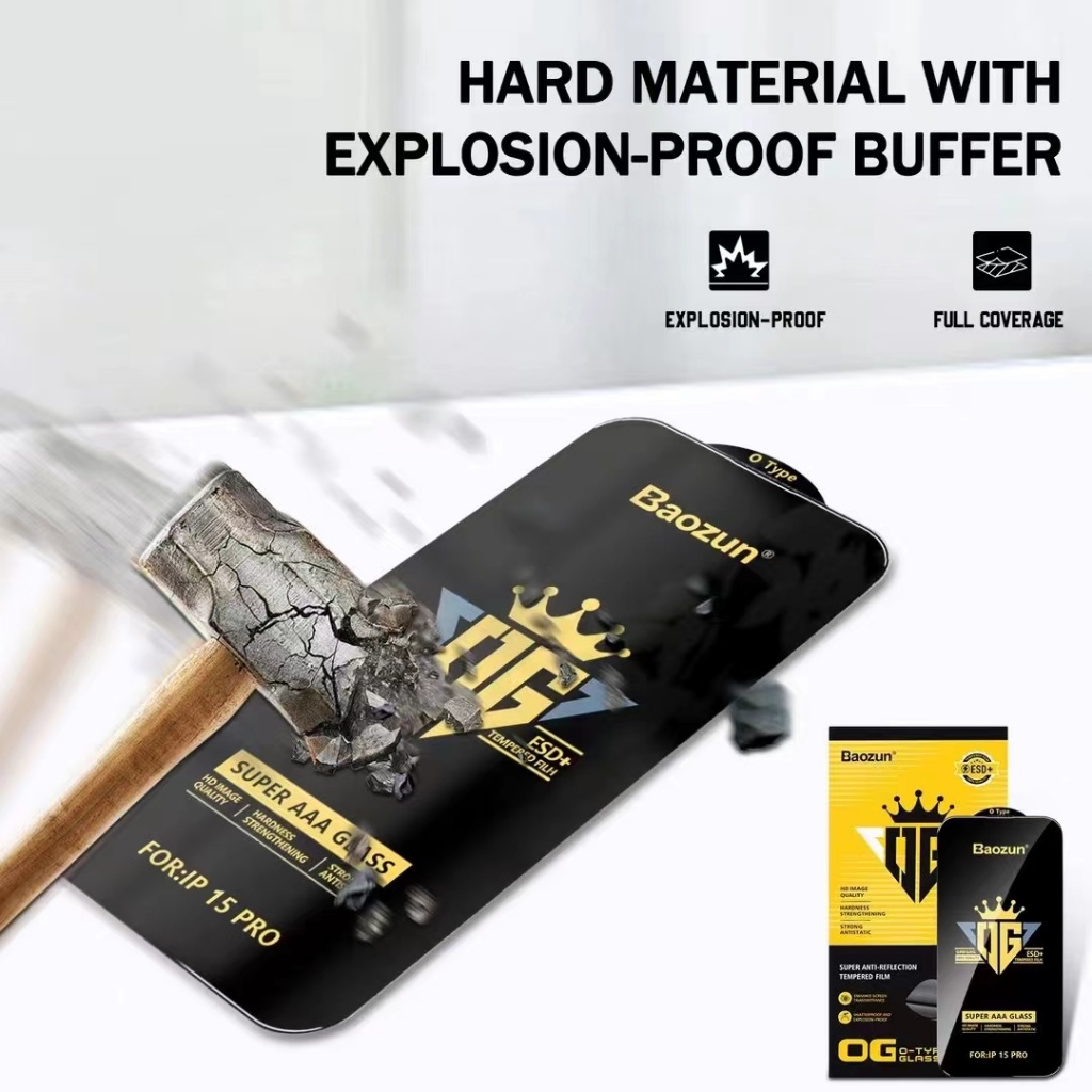 🔥OG HD / ติดง่าย 🔥 Hot 🔥ฟิล์มกระจก ใส เต็มจอ For iPhone นิรภัย OG 17 Pro Max/Air/16E/15 7 Plus/8/6S/SE 14 13 12 11 XR Xs