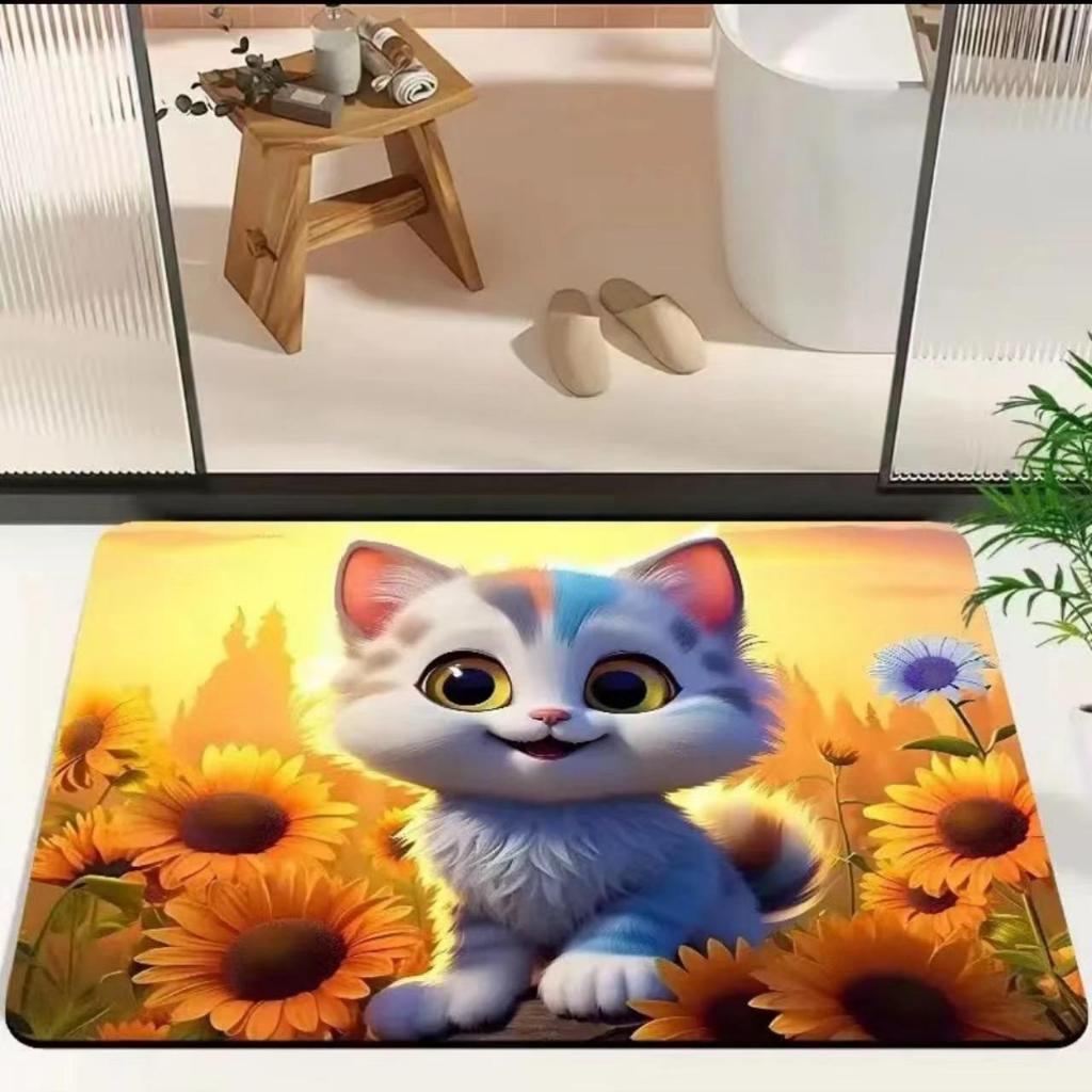 พรมเช็ดเท้า 3D มียางกันลื่น 1585/1 >สินค้าเป็นพรมเรียบ ลวดลายมีมิติเทา่นั้น ไม่ได้นูนหรือมีเงาบนพรม ไม่เย็บขอบ>