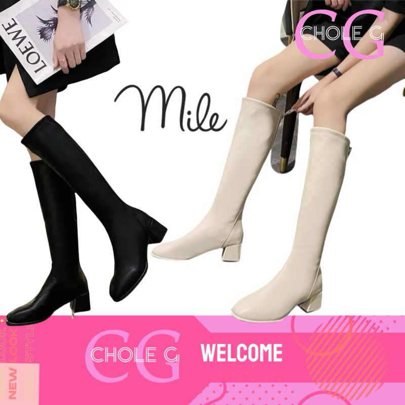 Chole G:Mile Long Boots รองเท้าบูทหนังยาว รองเท้าบูทเกาหลี(SH0118)