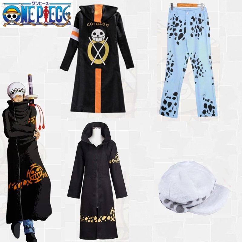 Trafalgar รุ่นที่ 2 รุ่นที่ 3 คอสเพลย์เครื่องแต่งกายอะนิเมะ Jumpsuit เสื้อคลุมคลุมคลุมด้วยผ้ากางเกงสีฟ้าสีขาว
