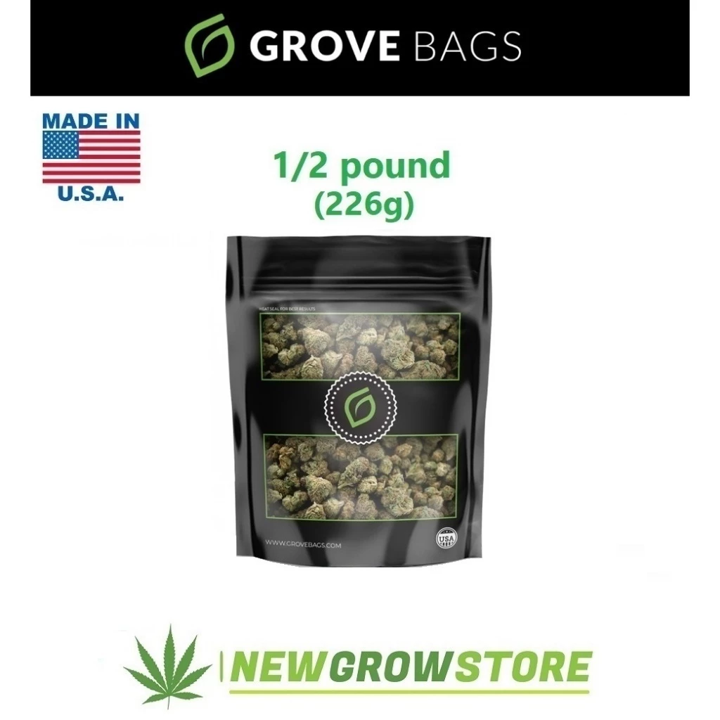 พร้อมส่งด่วน! ถุงบ่ม ของแท้ ถุงบ่มกัญชา Grove Bags TerpLoc Half Pound Window ขนาด 1/2 ปอนด์ หรือ 226 กรัม