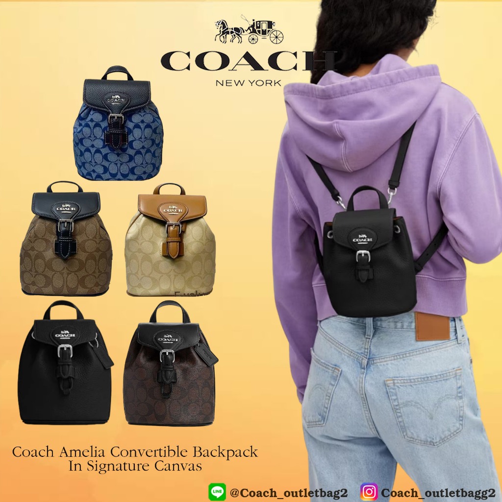 Coach Amelia Convertible Backpack In Signature Canvas