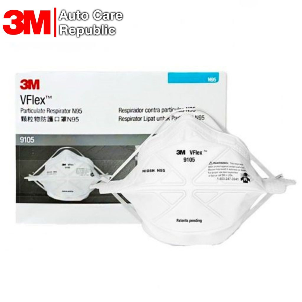 3M 9105 Vflex N95 Particulate Respirator หน้ากากป้องกันฝุ่นละอองมาตรฐาน  คาดศรีษะ PM2.5