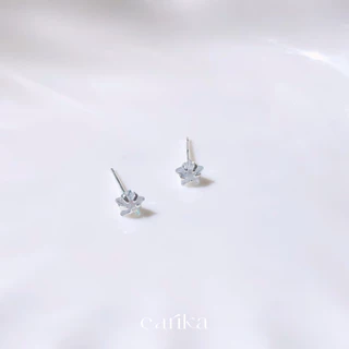 earika.earrings - diamond star stud ต่างหูเพชรเม็ดเดี่ยวรูปดาวก้านเงินชุบทองคำขาว (มีให้เลือก 3 ขนาด) ผิวแพ้ง่ายใส่ได้