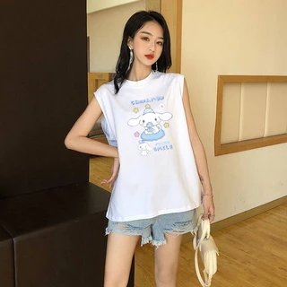 เสื้อแขนกุด ลายชินาม่อน แฟชั่นผู้หญิง กล้าม หน้าร้อน OP156