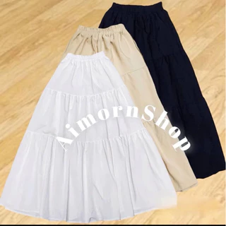 🔥aimorn_shop🔥กระโปรงยาว แต่งระบายเป็นชั้น เนื้อผ้าดี งานสวยดูเเพงมาก แมทช์ง่ายสไตล์เกาหลีสุดๆ