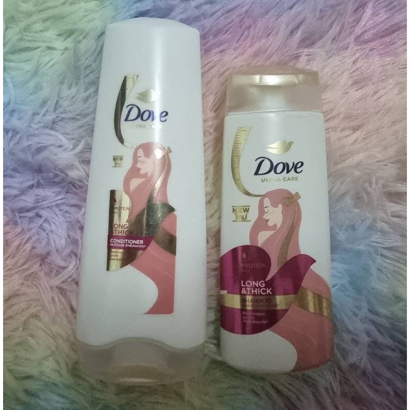 Dove Long&Thick Shampoo (120 มล.) + Conditioner (110 มล.)