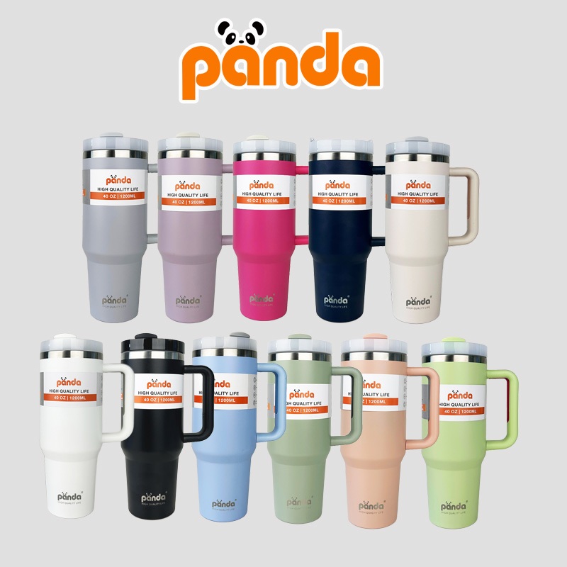 1200ML แก้วเยติ PANDA ขวดน้ํา ขนาด 40OZ ของแท้ แก้วเก็บอุณหภูมิร้อน/เย็น ขวดน้ําเก็บความเย็น