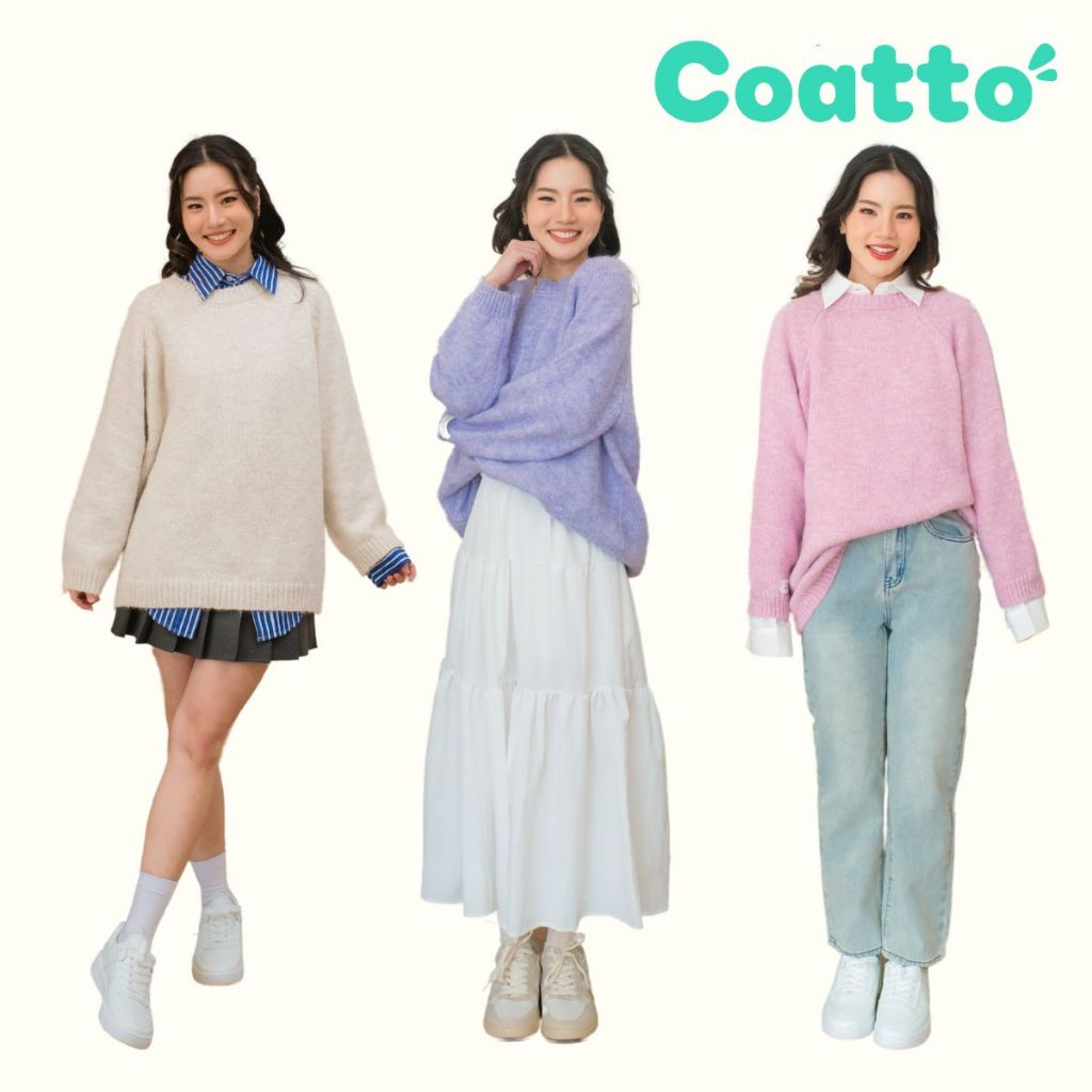 [Coatto.bkk] เสื้อไหมพรมคอกลมโอเวอร์ไซส์ LALA Knitted top (Sw86)