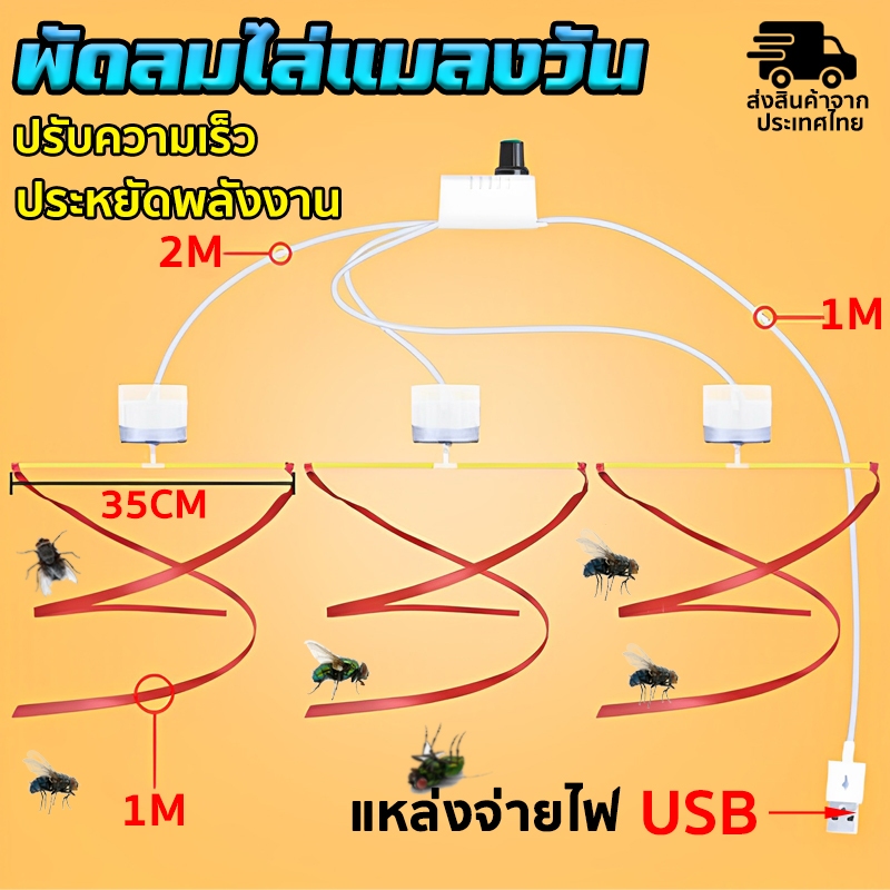 พัดลมไล่แมลงวัน ปรับความเร็วได้ เครื่องไล่แมลงวัน  เหมาะสำหรับตลาดเนื้อสัตว์ ห้องครัว ฯลฯ แหล่งจ่ายไฟ USB