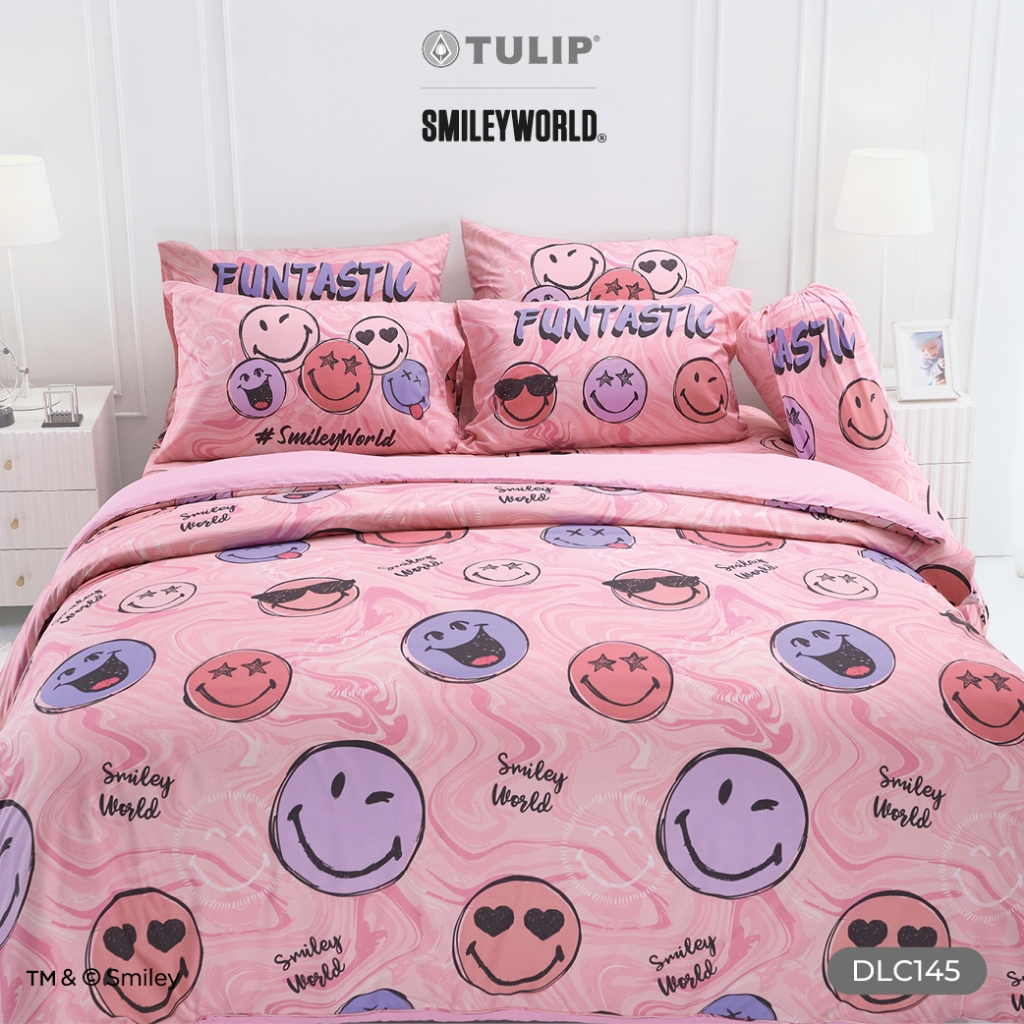 TULIP Delight สไมลีย์เวิลด์ DLC145 ลิขสิทธิ์แท้ Smiley World ชุดผ้าปูที่นอน ผ้าห่ม ผ้านวม พิมพ์ลายการ์ตูน