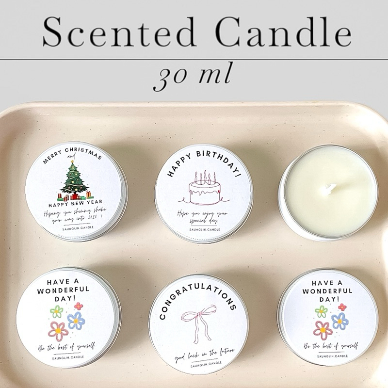 [ Aroma scented candle organic 100%] เทียนตลับ 30ml เทียนหอมไขถั่วเหลือง เทียน เหล็ก ของชำร่วย ของขวัญ ออแกนิก soy wax