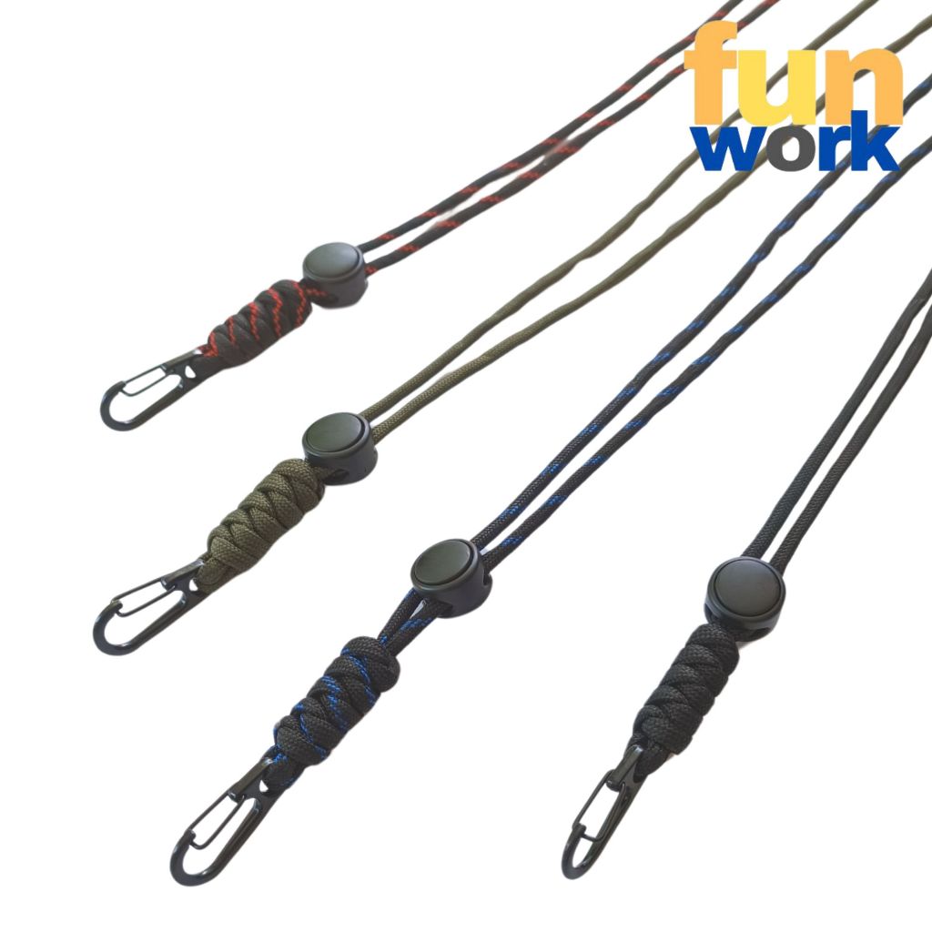 MPLY01 สายคล้องอเนกประสงค์ หัวคาราบิเนอร์ เชือกร่มนอก PARACORD 550 ห้อยคอ ยาว 32นิ้ว/80 ซม ปรับได้