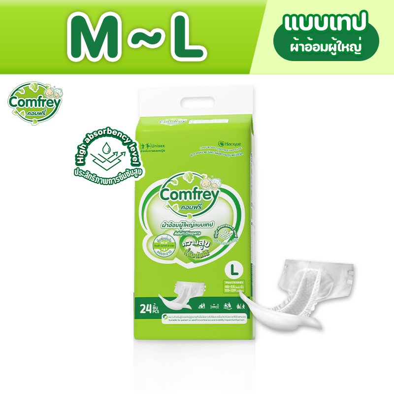 [ไซส์ M-L 1แพ็ค] Comfrey แพมเพิสผู้ใหญ่ ผ้าอ้อมผู้ใหญ่แบบเทป ราคาประหยัด
