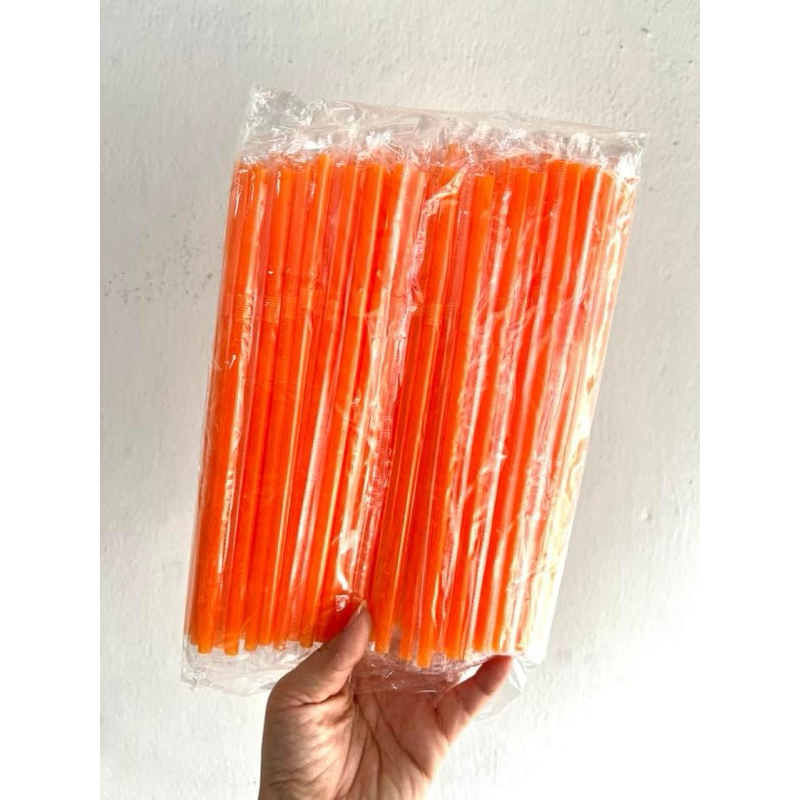 หลอดงอห่อฟิล์ม 6มิลยาว21cm.(สีเหลือง ชมพู ส้ม)1ห่อ100เส้น