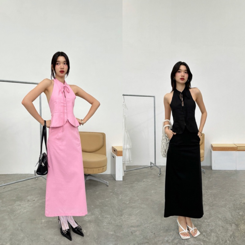 พร้อมส่ง ชุดเซ็ต 2 ชิ้นผ้าลินินสวยสับป้ายONSEASON