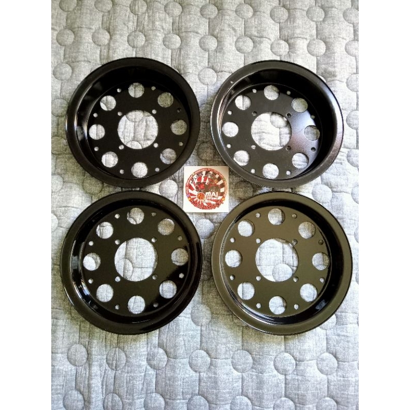 กะทะเหล็กปะกบ (สีดำ) 1 ชุด 4 ชิ้น ขนาด 2.50-8 หน้า-หลัง (ลายโม่8รู) monkey gorilla baja