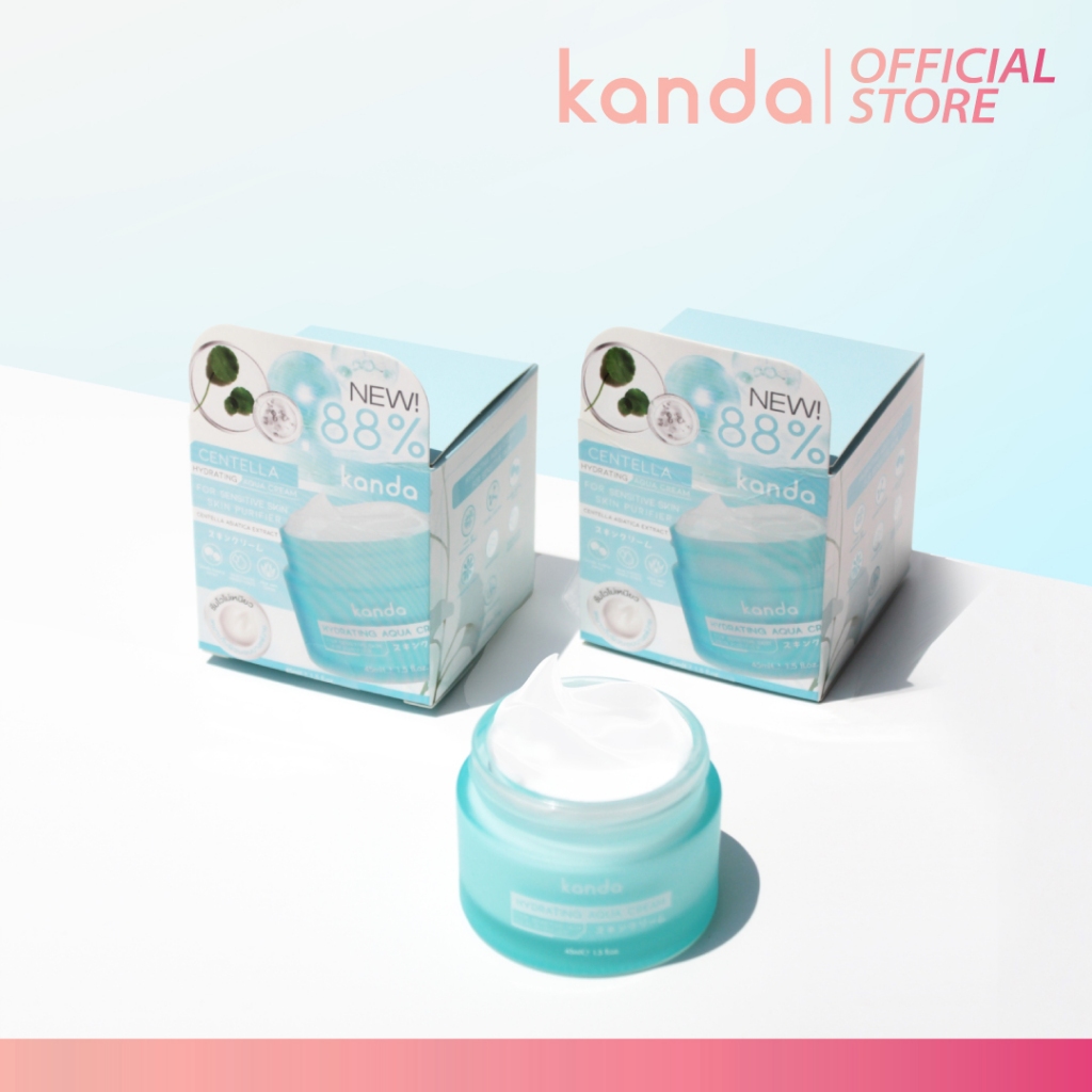 KANDA Centella Hydrating Aqua Cream 45ml. มอยส์เจอร์ไรเซอรส์ สูตรเข้มข้น สำหรับบอบบาง แพ้ง่าย