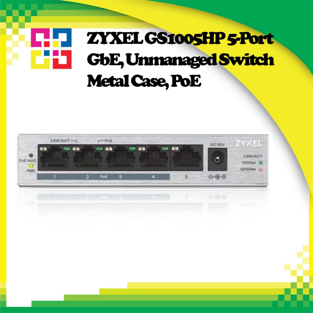 ZYXEL GS1005HP 5-Port GbE, Unmanaged Switch Metal Case, PoE