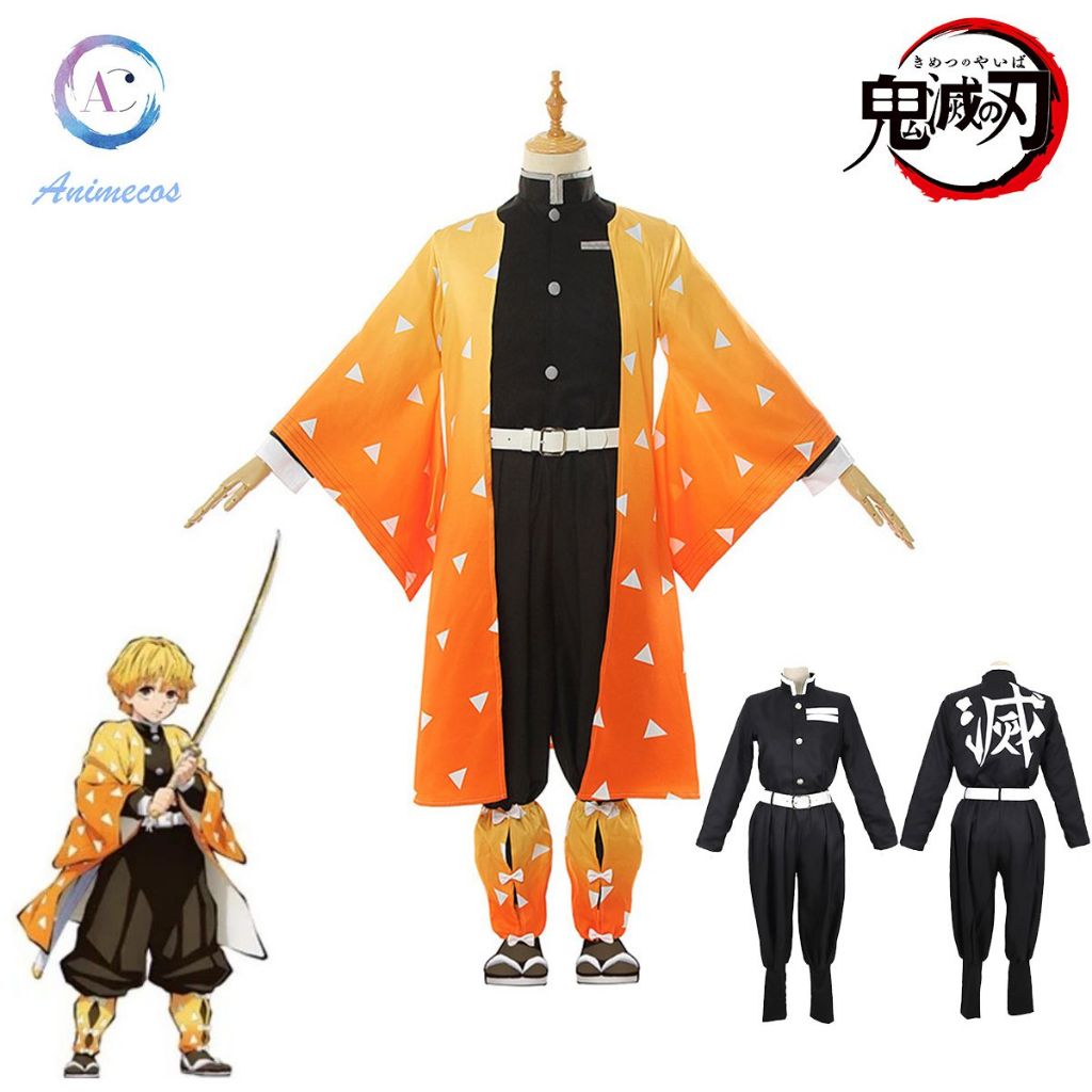 คอสตูมคอสเพลย์ Agatsuma Zenitsu อะนิเมะ Demon Slayer ชุดบทบาทปาร์ตี้ ชุดกิโมโนสำหรับเด็กและผู้ใหญ่