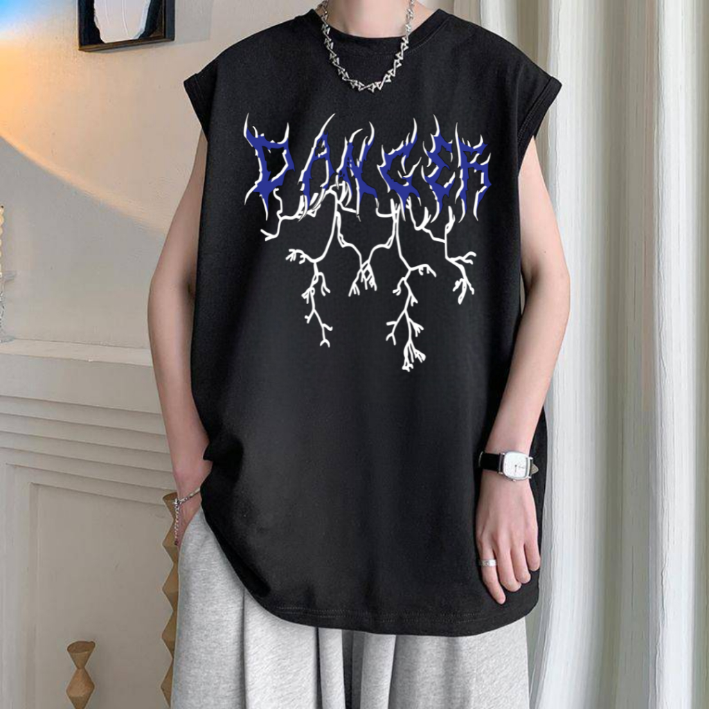 เสื้อแขนกุด กล้ามผู้ชาย ลายผีเสื้อ สกรีนหน้า-หลัง OP16