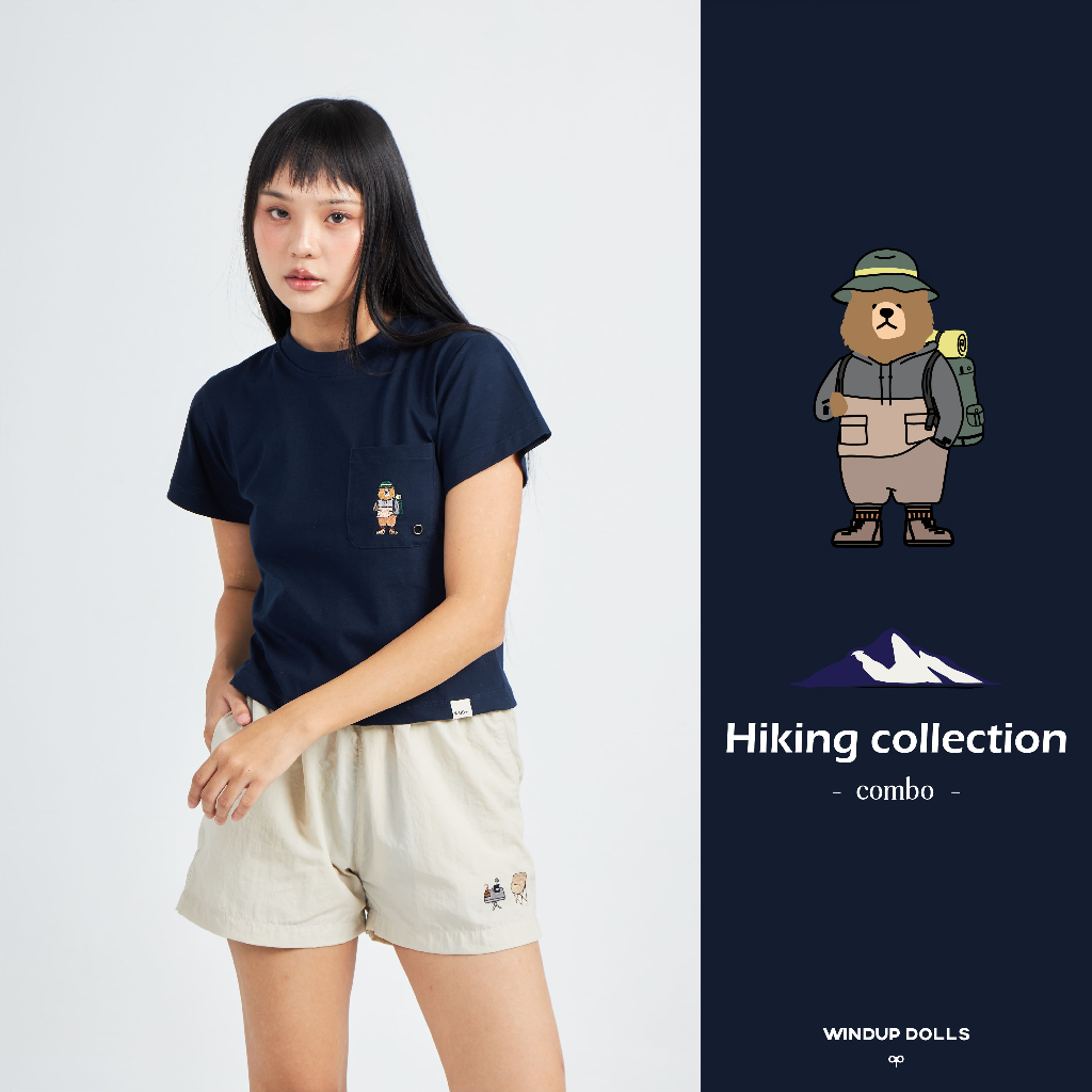 Hiking collection - เสื้อยืดงานปักคุณหมีนักปีนเขา [Baby tee]