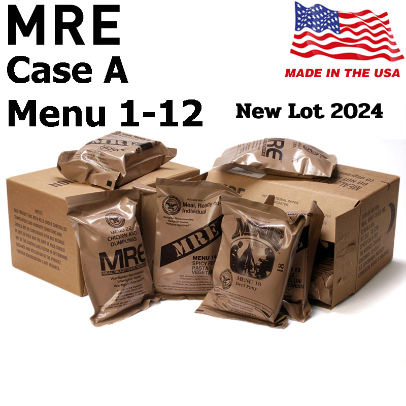 MRE USA Case A​ Lot 2024 มีให้เลือก MENU 1-12 อาหารฉุกเฉินทหารกองทัพสหรัฐอเมริกา Meal Ready to Eat I