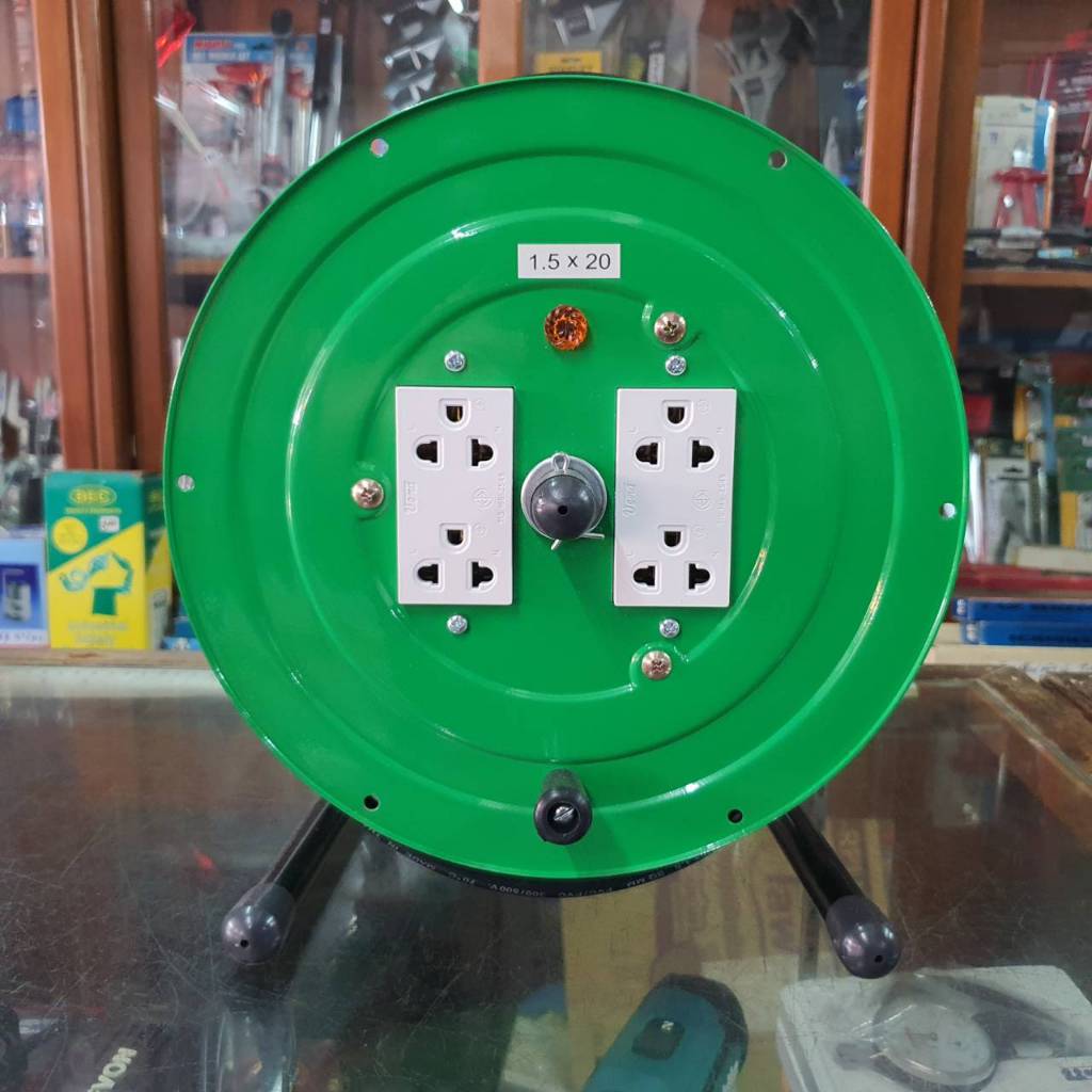 VCT โรลสายไฟ ขนาด 1.5 X 20 เมตร ล้อสายไฟ ปลั๊กพ่วง ปลั๊กพ่วงสนาม VCT