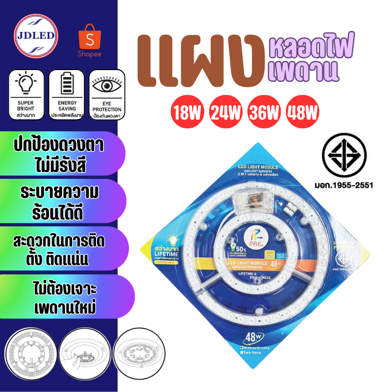 แผงไฟเพดาน ไฟled 18W/24W/36W/48W ไฟติดเพดาน โคมไฟLED ไฟ