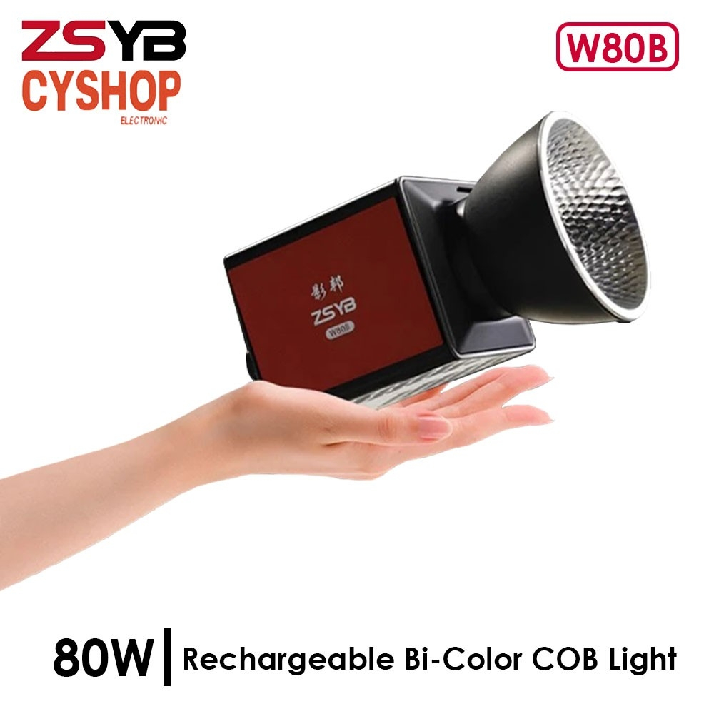 ZSYB 80w Rechargeable Bi-Color COB Light รุ่น W80B  ไฟสตูดิโอ ไร้สาย น้ำหนักเบา ใช้นอกสถานที่ง่าย