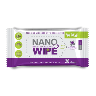 (exp 2028) NANO WIPE นาโนไวพ์ ทิชชู่เปียก 20 ชิ้น สำหรับสัตว์เลี้ยงลดการสะสมของเชื้อโรค ขนาดพกพา