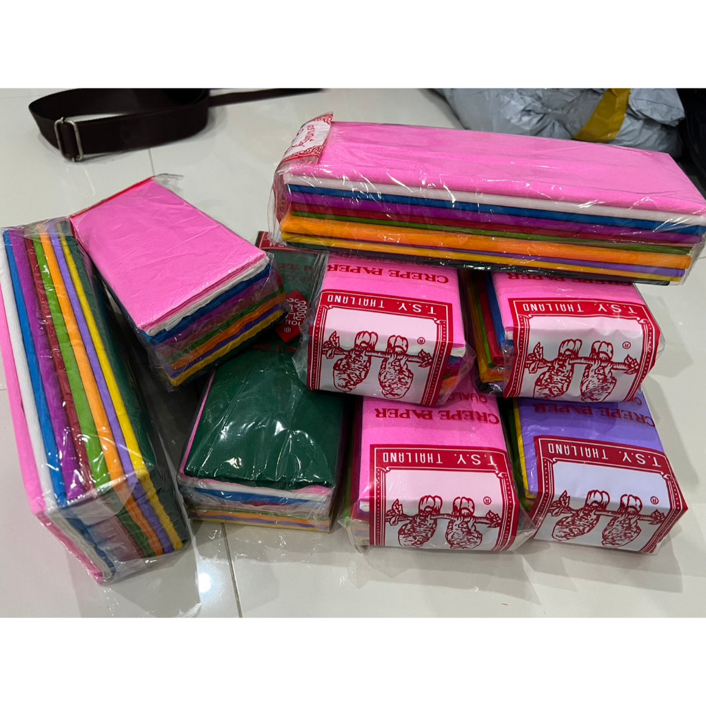กระดาษย่น 1แพ็คมี 10แผ่น กระดาษย่นคละๆๆสี สุดคุ้ม ขนาด 25*195 ซม. กระดาษย่นพร้อมส่งจากไทย ทำดอกไม้ประดิษฐ์ได้