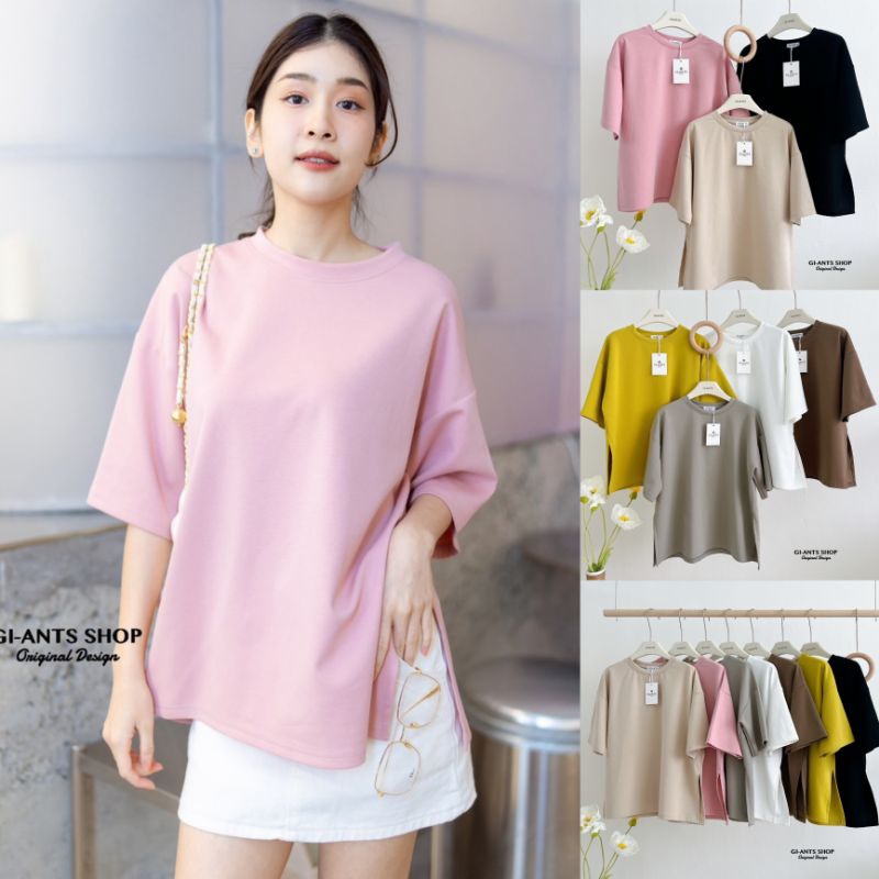 เสื้อยืดโอเวอร์ไซส์ผ่าข้าง รุ่น G 118 (โอเวอร์ไซส์ ข้อมือ/คอเสื้อกลม)