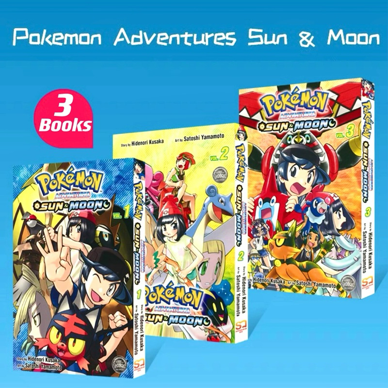Pokemon Adventures Sun Moon Comic Books Set Vol.1-3 (3 Books Set) ,Ages:8-11 Soft Cover