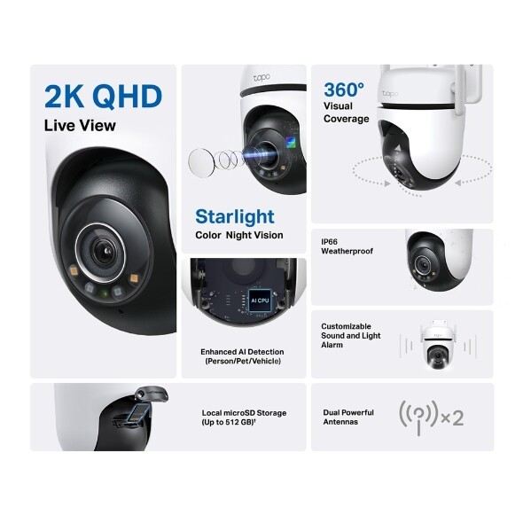 TP-Link กล้องวงจรปิด 4MP พูดคุยโต้ตอบได้ รุ่น Tapo C520WS