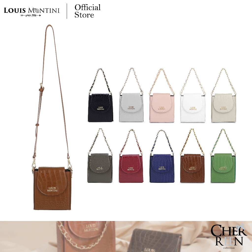Louis Montini (The Hancroc) กระเป๋าถือ ผู้หญิง หนังวัวอัดลายจระเข้ หนังวัวแท้ กระเป๋าสะพายข้าง WHB08