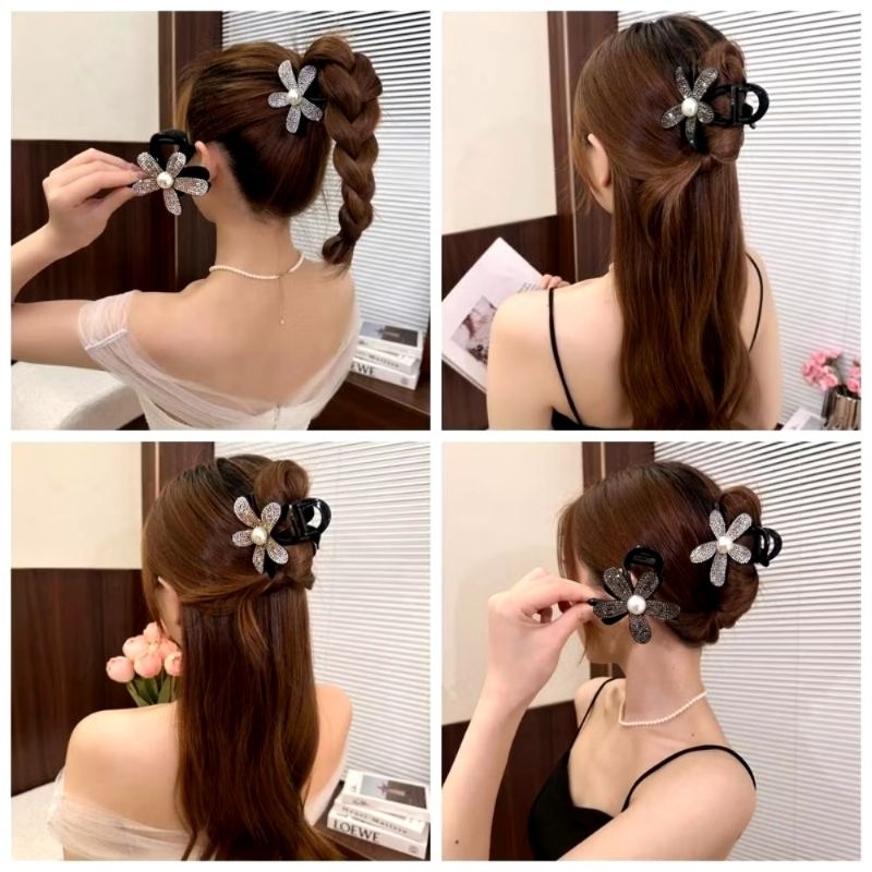 กิ๊ฟดอกไม้ ลายคริสตัล สวย สวยๆ ใส่ได้ทุกเทศกาล ติดออกงาน สวย พล้อมส่งจากไทย
