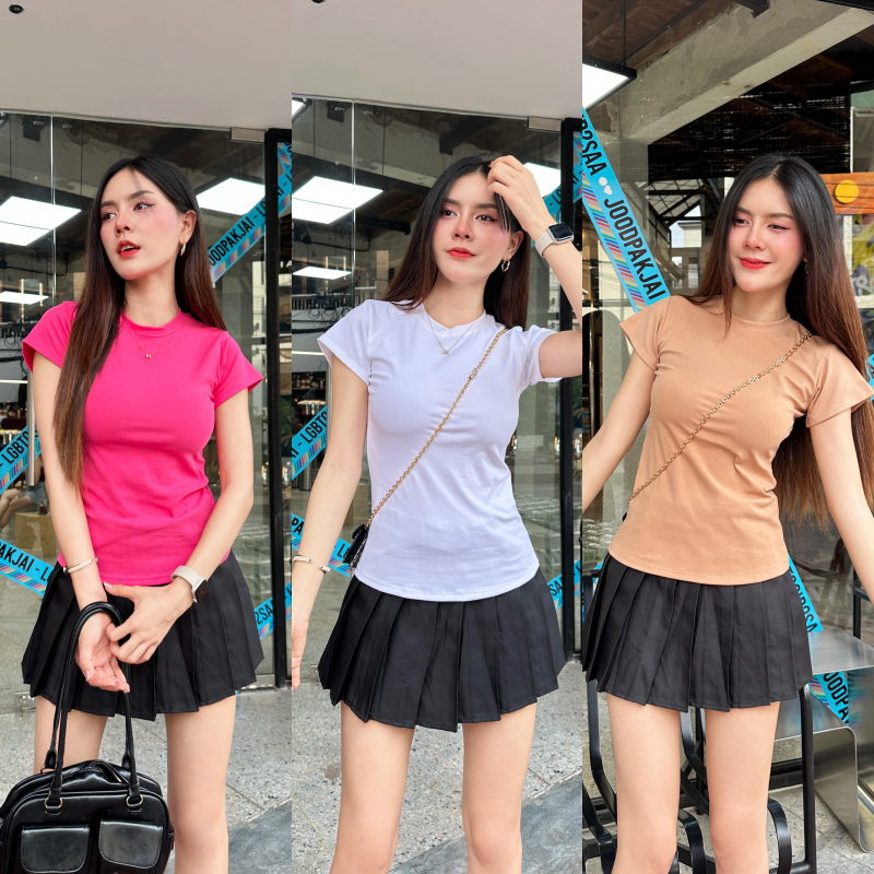 เสื้อยืดเข้ารูป เสื้อเบบี้ที ทรงสวยผ้ายืดยูนิโคล่ 💥 ใส่ง่ายได้ทุกวัน BASIC SHIRT สาวอวบใส่ได้ พร้อมส่งทุกสี รุ่น กิมจิ
